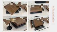 Table basse moderne minimaliste couleur noyer avec rangement rotatif en bois massif pour salon