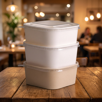 Bol à salade carré en papier imprimé sur mesure avec couvercle, conteneur en papier kraft épaissi, boîte à lunch jetable pour l'emballage de plats à emporter