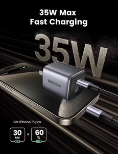 Chargeur rapide USB-C UGREEN <span class=keywords><strong>35W</strong></span> Nexode 2 ports GaN pliable PPS compact, adaptateur secteur mural rapide pour iPhone 17 15 Pro - Product Image 2