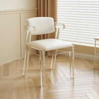 Chaise de salle à manger nordique en acrylique haute transparence avec coussin moelleux, style minimaliste et luxueux, chaise flottante pour étudiant