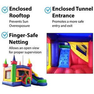 Bạt PVC tùy chỉnh thực hiện lâu đài bơm hơi trượt với quạt cầu vồng mô-đun hiện đại Logo tùy chỉnh Unisex - Product Image 3