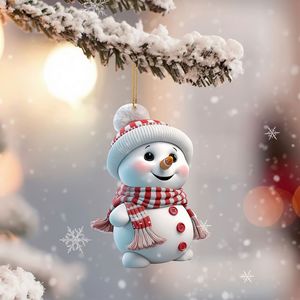 Lindo muñeco de nieve de punto con gorro y bufanda, adornos navideños, colgantes de muñeco de nieve de felpa suave, decoración para árbol de Navidad, hogar y fiestas. - Product Image 4