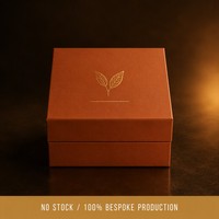 Boîte cadeau en terre cuite mate pour thé, boîte rigide en deux parties, logo en feuille d'or, emballage de luxe pour thé en feuilles, personnalisable