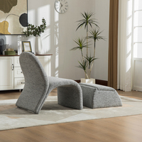 Fauteuil d'appoint moderne et durable sans accoudoirs avec rangement, en tissu chenille, pour salon, chambre à coucher, salle de lecture, gris
