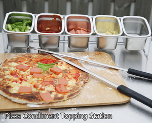Station de Garniture pour Petites Pizzas avec Plusieurs Compartiments en Acier Inoxydable de Qualité Alimentaire pour <span class=keywords><strong>Sauce</strong></span> d'Assaisonnement - Product Image 6