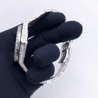 Montre mécanique personnalisée VVS Moissanite Testeur de diamants Baguette Argent 925 Plaqué or Glacé Bijoux fins de luxe
