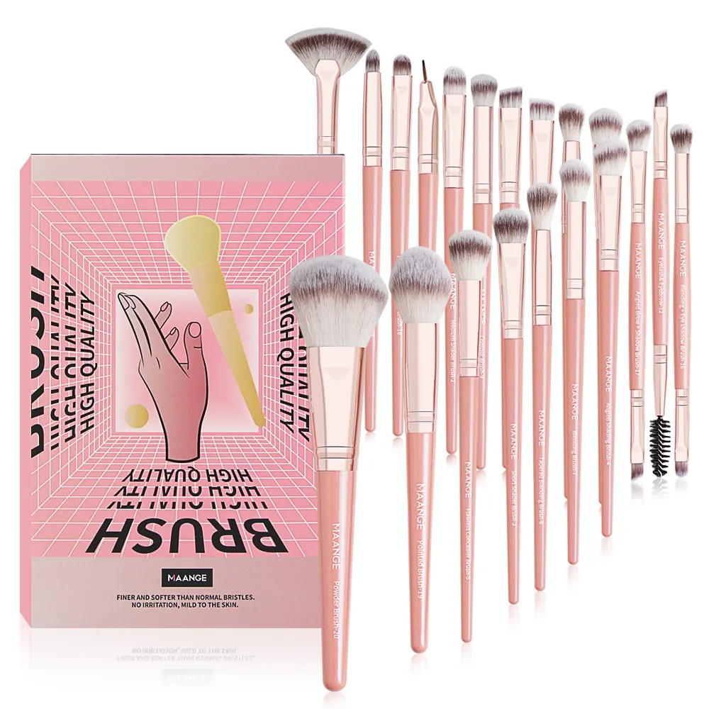 Maange Summer color makeup delicate lady private label pink wholesale custom makeup brushes with paper box
