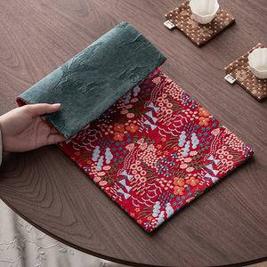 Alfombrilla térmica con estampado floral festivo, tela con bordado sashiko, alfombrilla para té de doble capa, estilo chino, uso doméstico, seco - Product Image 3