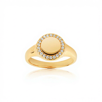 Bague signet personnalisable en acier inoxydable Jietao, plaquée or 18 carats PVD, avec halo de zirconiums cubiques, bijou vierge personnalisé pour cadeau de Noël