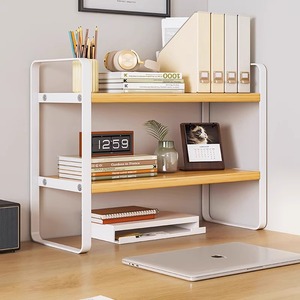 Desktop Bookshelf Multi Tier Stackable Storage Organizer For Desk Office Use Rectangle Panel Material Freestanding Design - Product Image 4