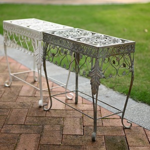 Support de <span class=keywords><strong>fleurs</strong></span> long de style nordique américain, vintage et vieilli, pour extérieur, balcon, cour, table ou étagère pour plantes succulentes - Product Image 3