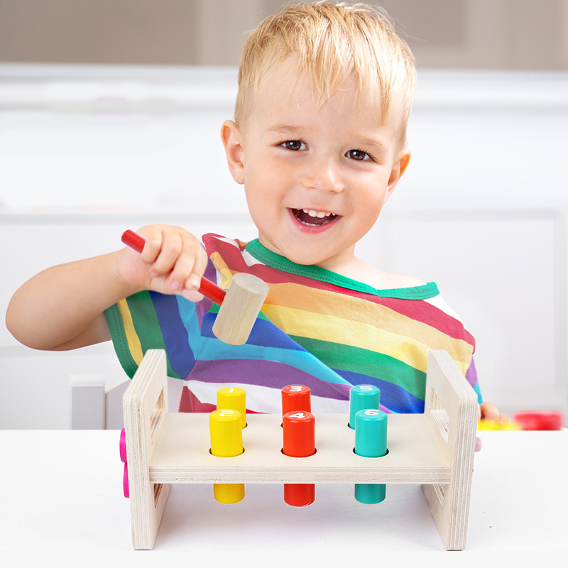 Детская ранняя обучающая Многофункциональная игрушка-стук Whac-a-mole, деревянная платформа для укладки