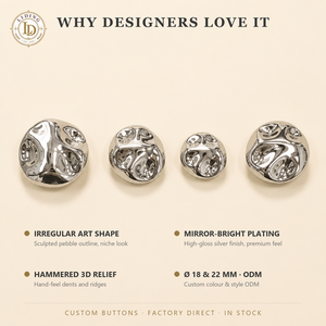 Bottoni in Lega di Zinco con Texture Irregolare - Chiusure Decorative di Nicchia per <span class=keywords><strong>Abbigliamento</strong></span> alla Moda - Accessori per <span class=keywords><strong>Abbigliamento</strong></span> - Product Image 3