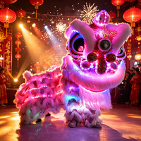 Costumes lumineux LED de danse du lion chinois traditionnel (Barongsai) pour événements traditionnels, pour hommes adultes