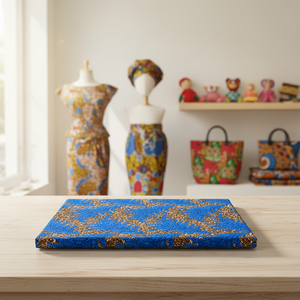 Tela Africana ZHAORUN Gold Ghana Kente 100% Algodón, Tejido con Diseño de Espiga, Estampado Africano para Vestidos de Niñas y Niños - Product Image 5