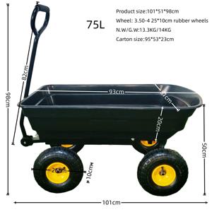 Nouvel arrivage Conteneur à rouleaux à 4 roues robustes 50L/75L Plate-forme de chariot de plateau en acier pour déchets de jardin OEM personnalisable en <span class=keywords><strong>poly</strong></span> - Product Image 6
