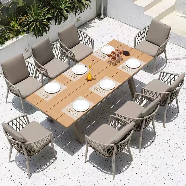 Commercial Patio Frame Dinning Garden Coffee Shop Aluminum Outdoor Restaurant Balcony Metal Wicker Chairs