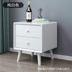 Nordic style solid wood bedside table, simple and modern, fully furnished bedroom, simple <b>small</b> storage <b>cabinet</b>, home storage - Product Image 2