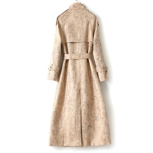 Boying automne nouveau Style femmes <span class=keywords><strong>Trench</strong></span> Coat pour les trajets quotidiens modèles personnalisés fermeture de ceinture avec bouton imprimé - Product Image 2