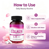 Complément alimentaire en capsules de collagène, biotine et vitamine C sans gluten, végétalien, OEM, pour la nutrition des cheveux, de la peau et des ongles