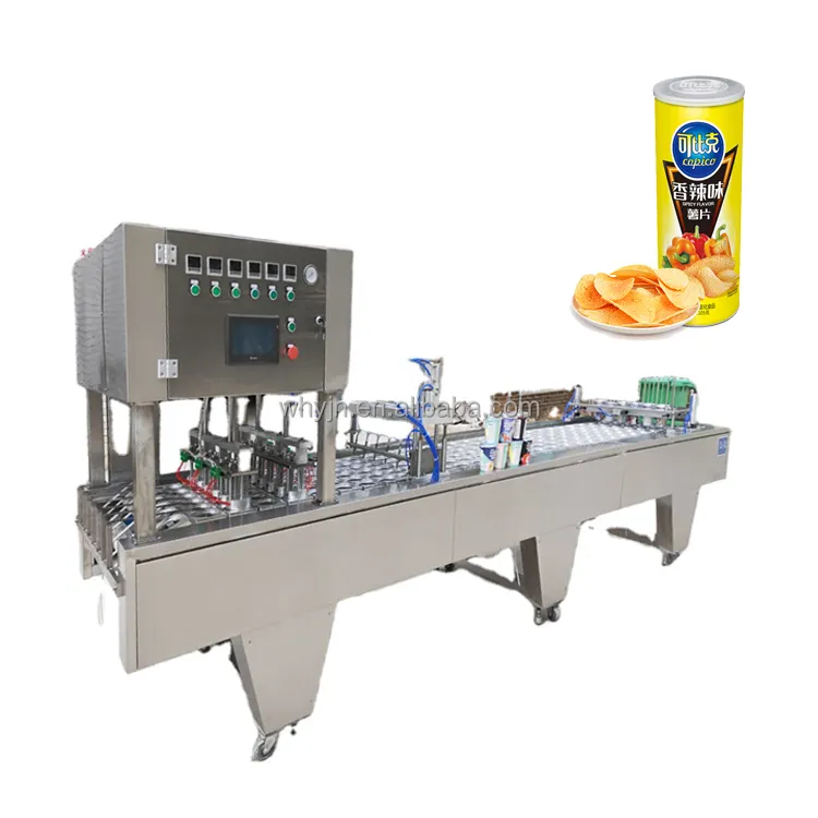 Mesin penyegel mangkuk kertas otomatis, penyegel baki kertas keripik kentang dapat menutupi penutup atas mesin kemasan segel