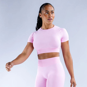 Top Sportivo da <span class=keywords><strong>Donna</strong></span> Traspirante e Assorbente, Leggero e ad Asciugatura Rapida, Senza Cuciture, per Yoga e <span class=keywords><strong>Fitness</strong></span>, Manica Corta - Product Image 2