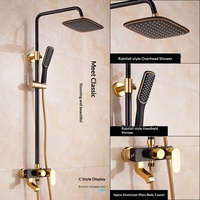 Ensemble de douche moderne et simple en aluminium noir pour la maison, avec jets de massage et de pluie, finition anodisée, robinet de douche pour salle de bain