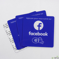 Prêt à expédier : Plaque acrylique NFC Facebook française avec puce NFC215 – Carte acrylique Facebook pour suivre sur les réseaux sociaux en appuyant