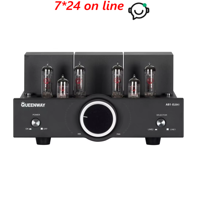 Queenway AB1-EL84I Integrated Tube Amplifier with EL84 Push-Pull 10W*2 Output & Colorful Dynamic Design for Hi-Fi Audio