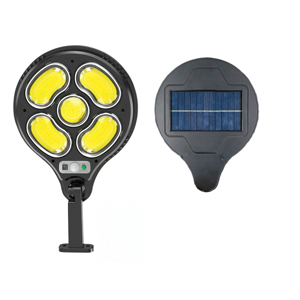 ไฟถนน LED พลังงานแสงอาทิตย์ 5 หัว สำหรับภายนอกอาคาร, โคมไฟติดผนังพลังงานแสงอาทิตย์พร้อมเซ็นเซอร์ตรวจจับความเคลื่อนไหว PIR, แผงโซลาร์เซลล์แบบถอดได้, กันน้ำระดับ IP65 - Product Image 1