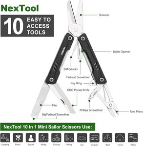 Porte-clés multifonction NexTool, ciseaux <span class=keywords><strong>de</strong></span> <span class=keywords><strong>marin</strong></span>, couteau <span class=keywords><strong>de</strong></span> poche EDC 10 en 1, mini-pince, ouvre-bouteille et tournevis, outils <span class=keywords><strong>de</strong></span> jardinage - Product Image 6