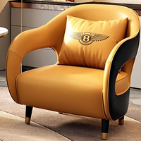 Fauteuil de négociation d'affaires de luxe, ensemble de 4 places en cuir artificiel rembourré avec structure en bois massif pour hall d'hôtel
