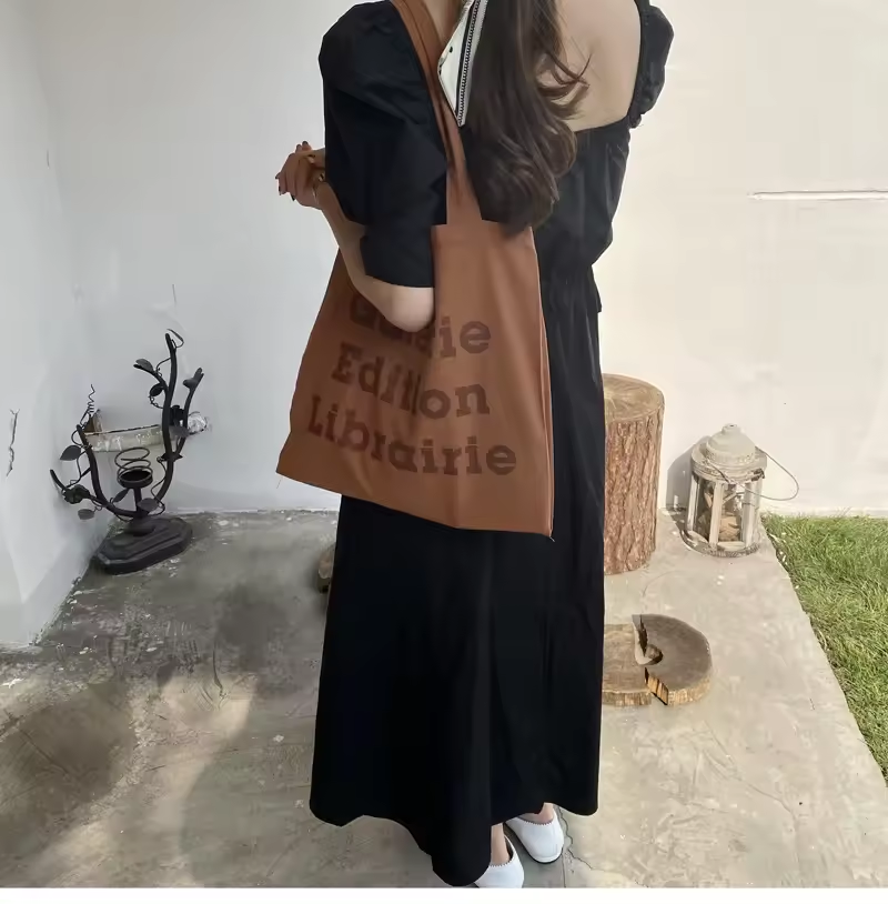 reusable stylish shopper shopping tote bag canvas cotton black and white canvas tote vest bag
