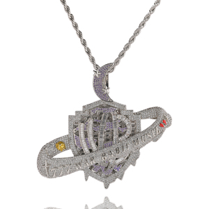 Pendentif Rapper 777 Galaxy Nebula Iced Out, Collier <span class=keywords><strong>de</strong></span> Luxe Cosmique Hip Hop Global, Bijou Unique Brillant Planète 2026, Cerceau Lune Étoile - Product Image 3