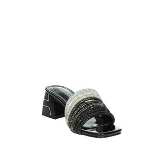 Laura Biagiotti Women's 9037 Heeled Slipper Black Patent Rhinestone Strap Mule <b>Sandal</b> - Product Image 5