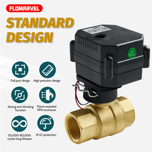 Vanne à boisseau sphérique Flomarvel FH-S FH-MO IP67 DN20 3/4 pouce avec commande manuelle et indicateur, en laiton SS304, UPVC, 12V 24V 110V 120V 220V, normalement fermée - Product Image 5
