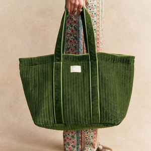 Sac fourre-tout en <span class=keywords><strong>velours</strong></span> matelassé avec fermeture éclair, grand format, écologique, pour femme, avec logo personnalisé - Product Image 2