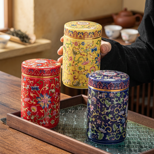 Stainless steel Food Container Round With Lid 1 Layer Decorative Storage <b>Box</b> Red Yellow Blue <b>Floral</b> Design - Product Image 5