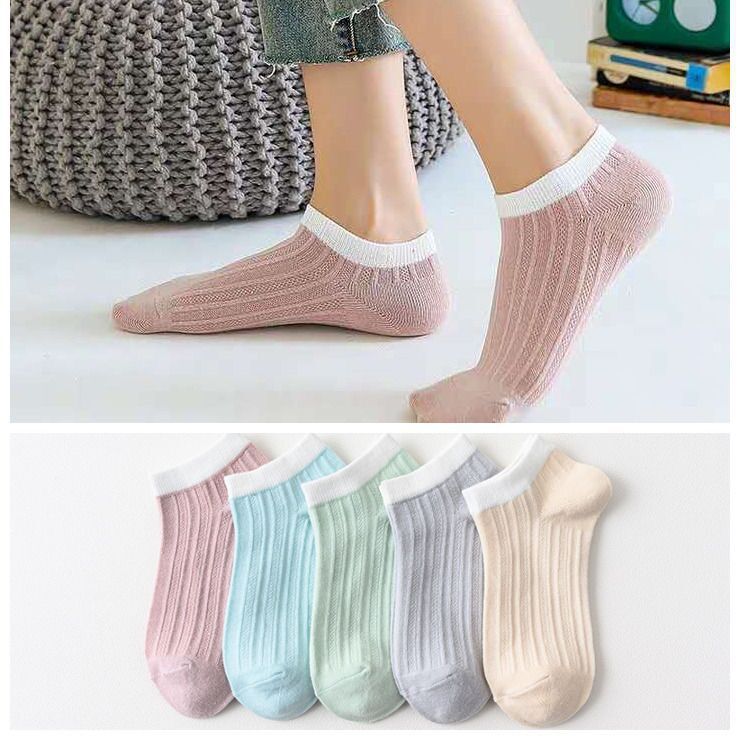 Women's ankle socks [double-needle vertical stripes]