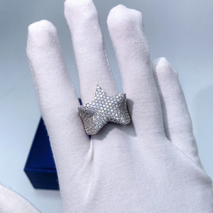 แหวนดาวเดวิดแบบฮิปฮอปประดับเพชรโมอิสซาไนต์ VVS ระยิบระยับสำหรับผู้ชาย - Product Image 6