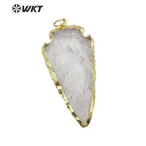 WT-P1377 de cristal Natural colgante de piedra de estilo de diseño clásico colgante chapado en oro colgante el tipo de hoja