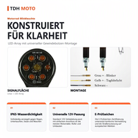 Nouveau design de clignotant de moto multifonctionnel avec feux de jour LED, indicateur E8 12V IP65 étanche M8