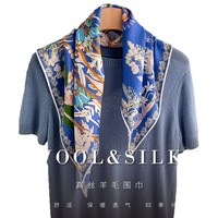 Écharpe carrée en soie et laine à imprimé floral aux couleurs vives, réversible, polyvalente, fraîche, élégante, pour femme, pour l'hiver, pour se protéger du froid