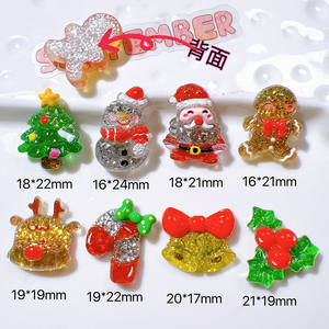 CHENXI Adornos de Resina con Purpurina de Santa Claus, Alces y Muñecos de Nieve, Figuras de Navidad de Dibujos Animados con Base Plana para Decoración y Manualidades - Product Image 4