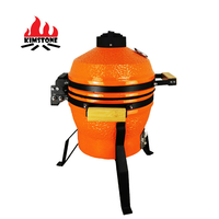 Barbecue Kamado en céramique de 13 pouces de la série KIMSTONE KimBer, avec poignées en bambou, pour la cuisson en plein air