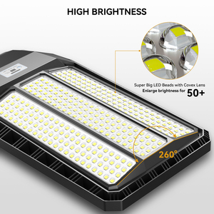 Lampe solaire à détection de mouvement HYKENTE TW024C, IP65, LED, télécommande, intensité réglable, 276 LED SMD 5054, super lumineuse, pour usage extérieur - Product Image 4