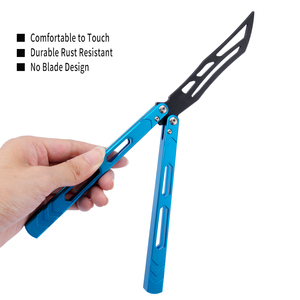Cuchillo <span class=keywords><strong>Balisong</strong></span> con mango de aluminio TGZUO, cuchillo de bolsillo EDC de volteo suave, cuchillo de entrenamiento seguro tipo mariposa - Product Image 5
