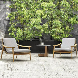 Chaise de jardin moderne en alliage d'aluminium, style bois de teck durable, pour cour, villa, café, restaurant - Product Image 5