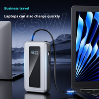 Batterie externe 65W PD 20000mAh avec câble rétractable Type C et Micro USB, écran LCD vertical, charge rapide, chargeur portable pour ordinateur portable