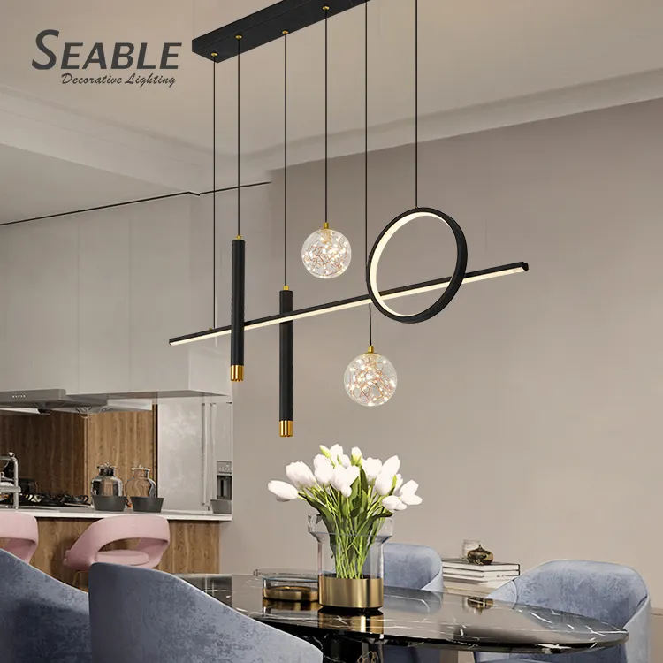 Nordic Ceiling Light Linear Living Room Dining Room Kitchen Led Pendant Chandelier Lamp